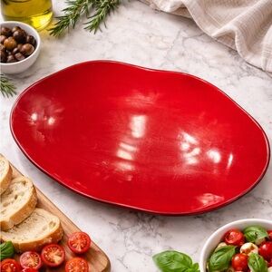 ❤️Southern Living at HOME Red Ceramic Platter – Made in Portugal 🇵🇹